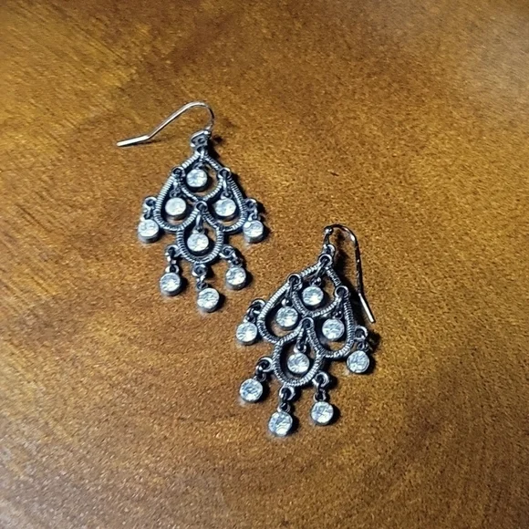 Clear Rhinestone Earrings - Picture 2 of 2